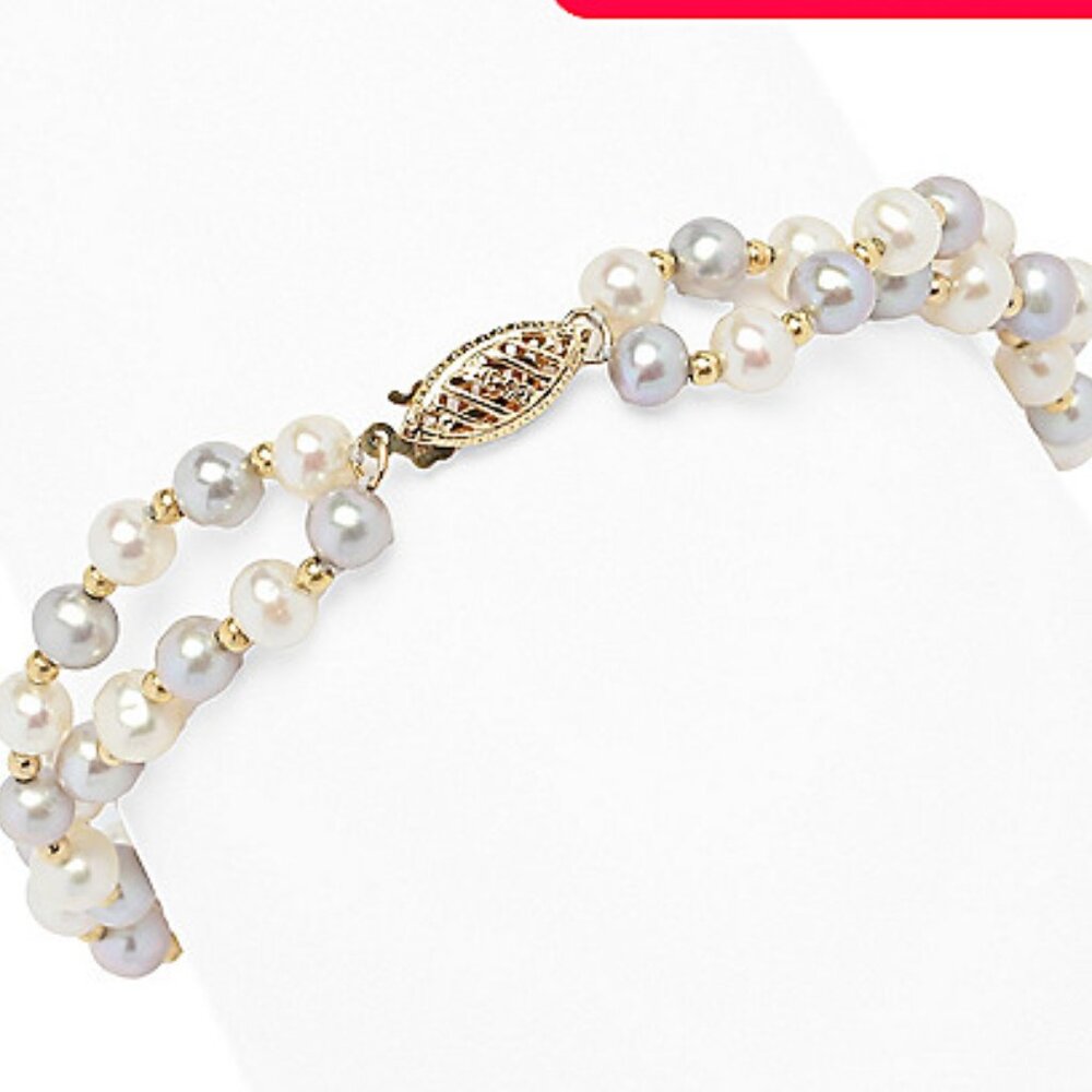 14kt Solid Gold Yellow Bracelet 7.5"  with Solid Gold Clasp  Pearls New with tag